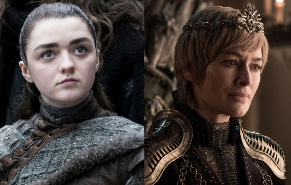 Maisie Williams como Arya Stark, Lena Headey como Cersei Lannister em 'Game of Thrones'. CRÉDITO: Helen Sloan-HBO / The Hollywood Archive
