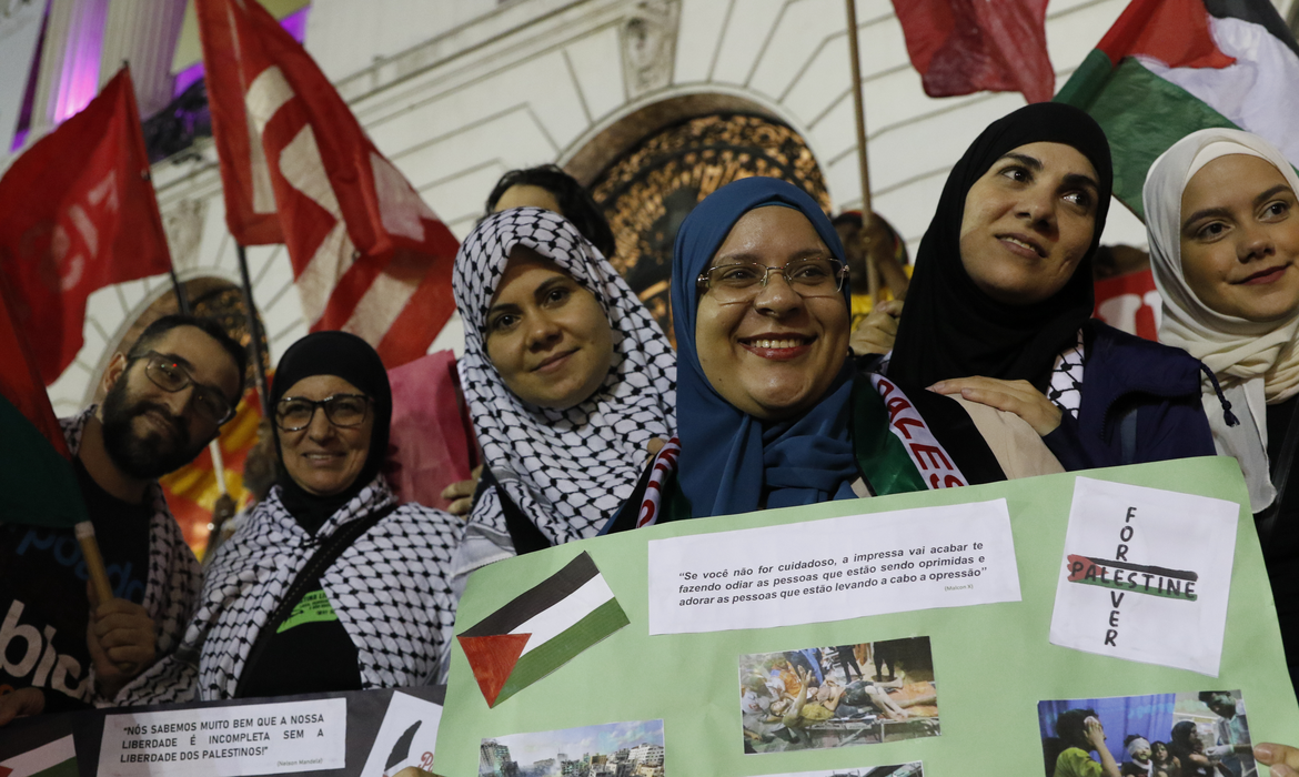 Rio de Janeiro tem ato em solidariedade ao povo palestino - Foto: Fernando Frazão - Diário Carioca