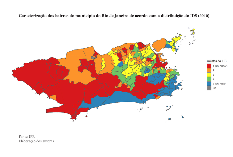 Mapa do Ipea agrupa bairros do Rio de acordo com o Índice de Desenvolvimento Social (IDS) - Ipea