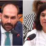 Eduardo Bolsonaro (PL-SP) e a ministra da Saúde, Nísia Trindade - Foto: Reprodução