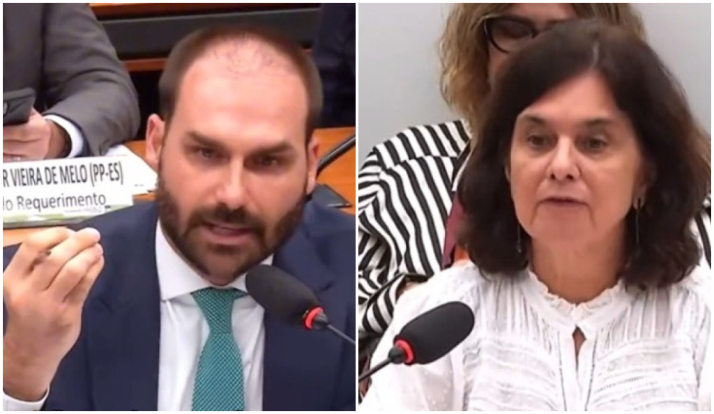 Eduardo Bolsonaro (PL-SP) e a ministra da Saúde, Nísia Trindade - Foto: Reprodução