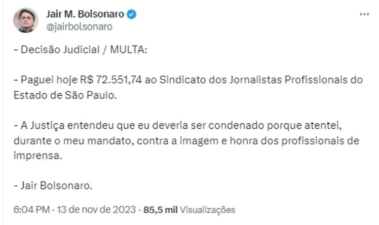 Jair Bolsonaro - Reprodução Twitter