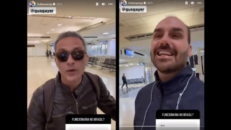 Gustavo Gayer e Eduardo Bolsonaro zombam de brasileiros nos EUA. Instagram