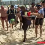 Carioca não deixa barato e tira muita onda com argentinos na praia da Copacabana - Imagem: TyC Sports/Reprodução