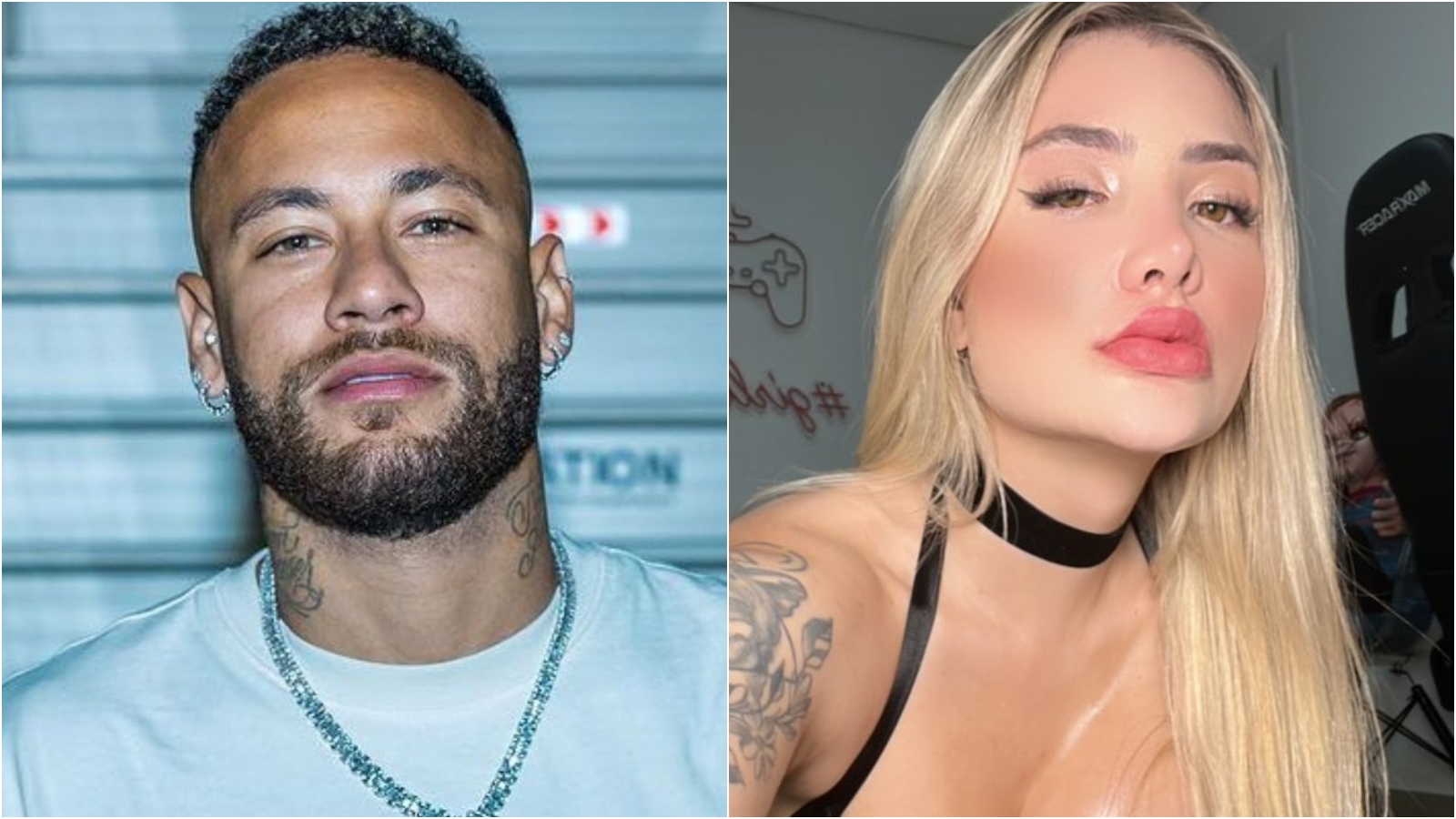 Neymar / Aline Farias. Reprodução: Instagram / Twitter.