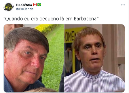 Comparação entre penteado de Bolsonaro e personagem Joselino Barbacena Foto: Twitter / Reprodução
