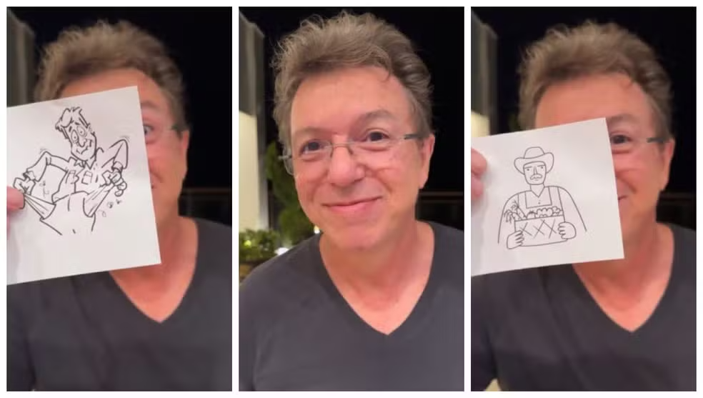 Boninho dá dicas sobre o BBB 24 usando desenhos — Foto: Reprodução/Instagram