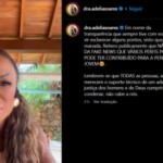 Publicação em que Adélia diz que não atuará no caso da Choquei - Foto: Reprodução