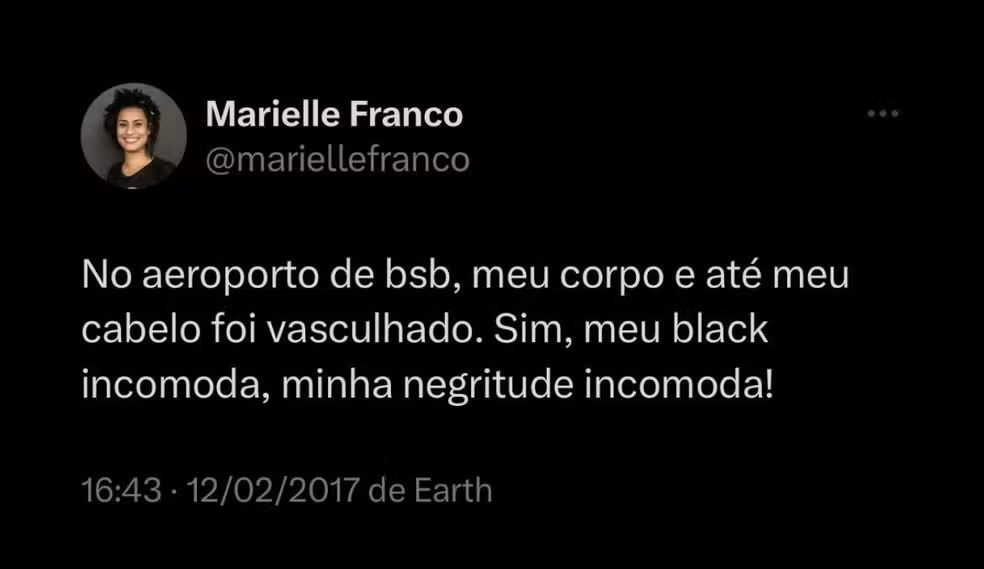 Anielle Franco lembra de quando Marielle foi revistada no aeroporto de Brasília — Foto: Redes sociais

