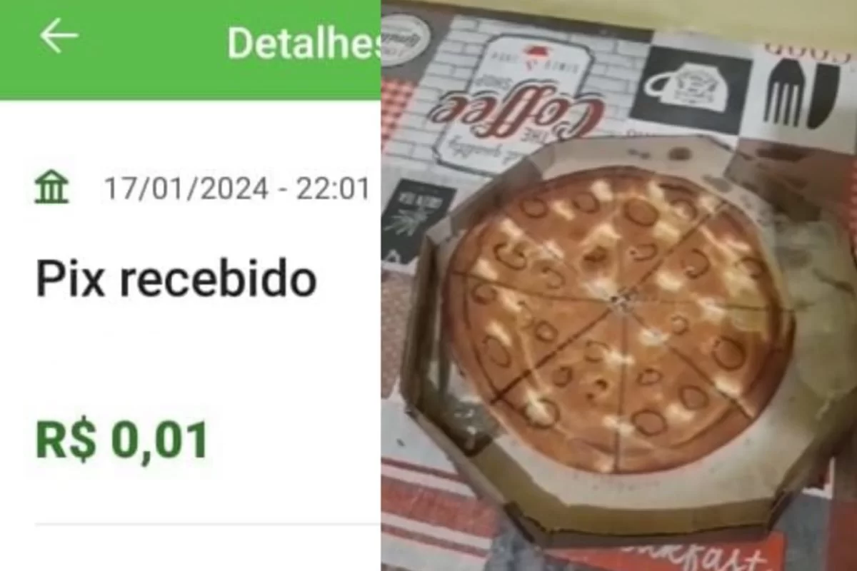 Pizzaria entrega pizza de papelão a cliente que fez Pix de um centavo e enviou comprovante falso. Foto: Divulgação