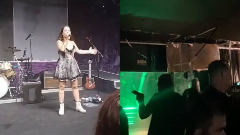 Público de show da cantora Pitty fica preso no Morro da Urca por causa das chuvas - Foromontagem: Reprodução DCM