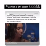 Ludmilla ri de Vanessa Lopes, que achou que música sua seria um recado para ajudá-la no BBB. Foto: Reprodução