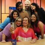 Rio de Janeiro (RJ) - A apresentadora Cissa Guimarães com Bia Aparecida, Dadá Coelho, Fabiane Pereira, Katy Navarro, Muka e Rodrigo França na gravação do programa Sem Censura, da TV Brasil. Foto: Fernando Frazão/Agência Brasil