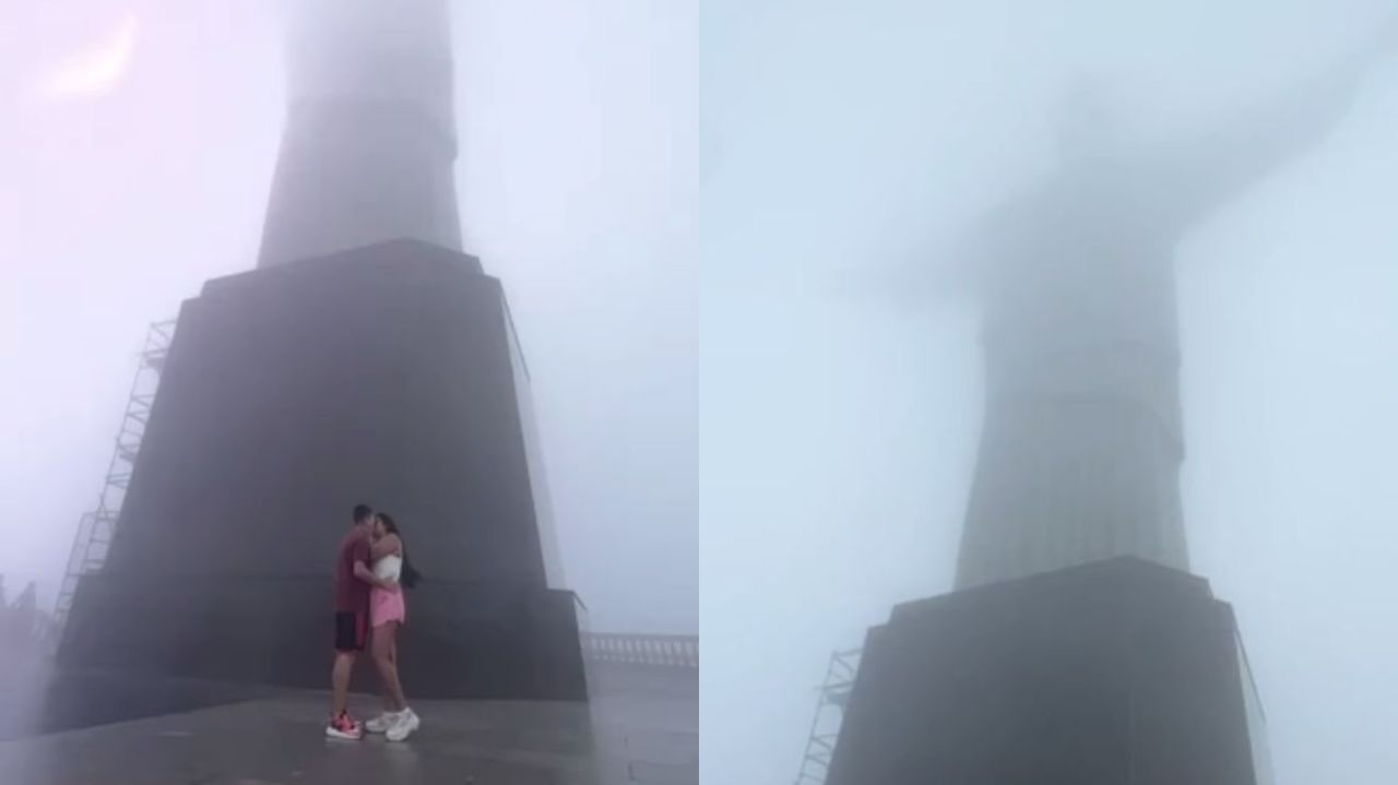 Casal posou para fotos no Cristo Redentor – Reprodução