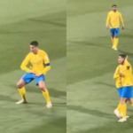 Cristiano Ronaldo faz gesto obsceno. (Foto: Reprodução)