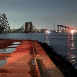 Ponte Francis Scott Key, em Baltimore, é destruída após navio colidir com a estrutura. (Foto: Harford County)