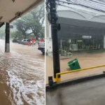 Inundação na rua do Imperador e Coronel Veiga, Petrópolis. Foto: Reprodução redes sociais