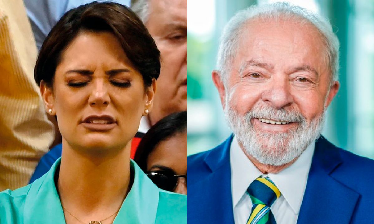 Michelle Bolsonaro e o presidente Lula. Foto: reprodução