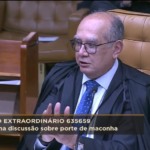 O ministro Gilmar Mendes durante discussão sobre o porte de maconha no STF. Foto: Reprodução