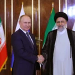 Presidente da Rússia Vladimir Putin encontra-se com Presidente do Irã Ebrahim Raisi em Teerã, julho de 2022 [Presidência do Irã/Agência Anadolu]