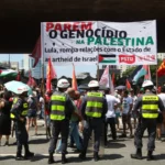 Ato em solidariedade ao povo palestino pede do governo brasileiro que rompa relações com Israel, na Avenida Paulista, São Paulo, em 12 de novembro de 2023 [Rovena Rosa/Agência Brasil]