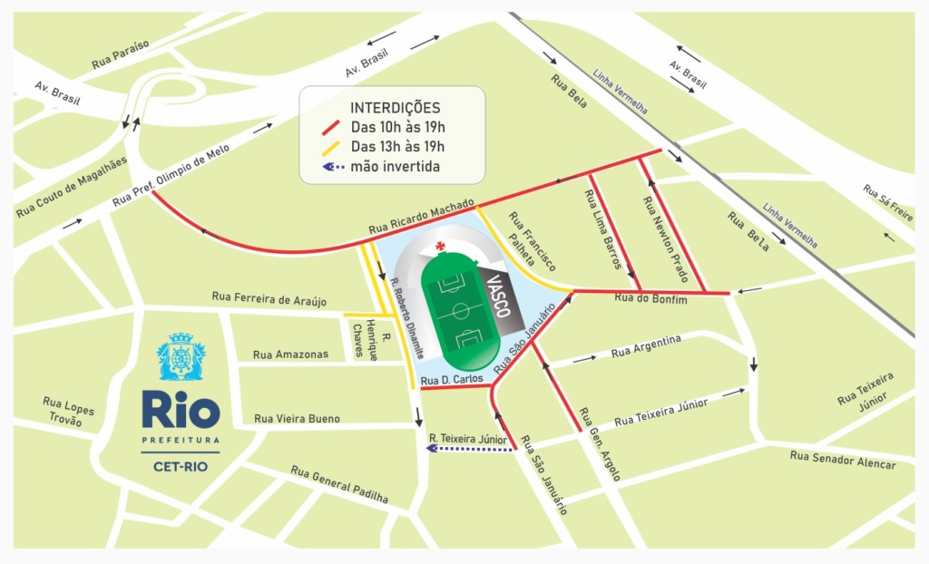 CET-Rio monta esquema de trânsito para jogo do Vasco em São Januário
