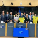 Bolsonaristas no parlamento europeu, em Bruxelas, na Bélgica. Foto: reprodução