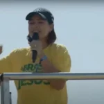 Michelle Bolsonaro em ato no Rio de Janeiro. Créditos: Reprodução/Youtube