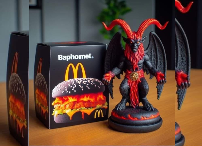 Suposto lançamento de lanche do McDonald's com boneco Baphomet gera polêmica