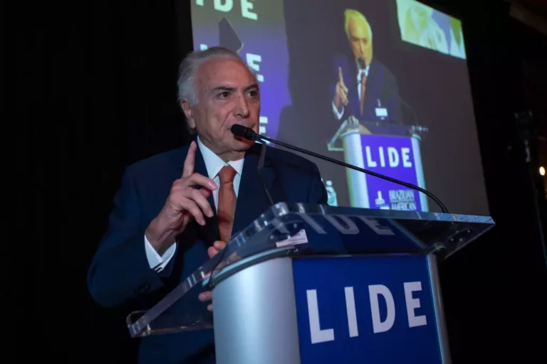 Ex-presidente Michel Temer (MDB) durante evento do Lide em Nova York, nos Estados Unidos. Foto: Divulgação/Vanessa Carvalho/Lide