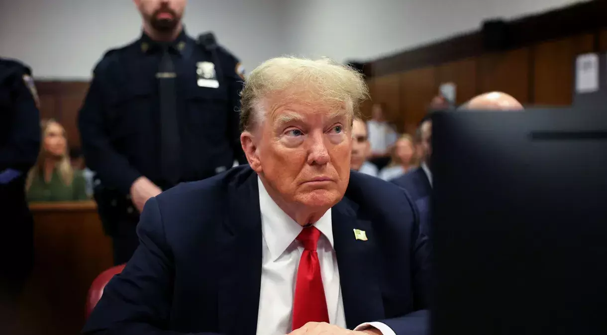 Donald Trump durante seu julgamento. Foto: Spencer Platt/Pool/Getty Images via CNN Newsource