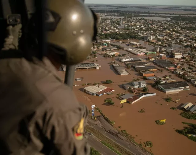 Cidade de Eldorado do Sul tomada pela enchente. Foto: Reprodução