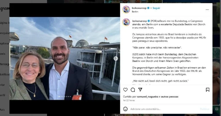 Eduardo Bolsonaro com neta de ministro de Hitler - Foto: Reprodução