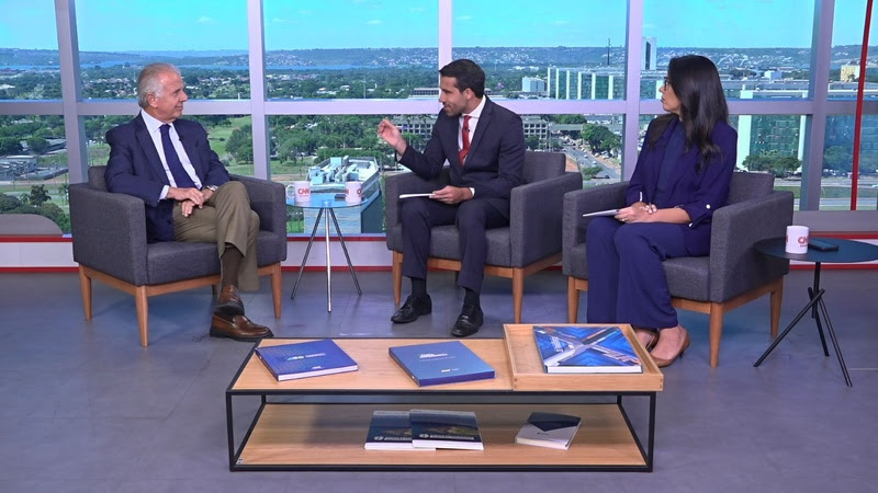 José Múcio Monteiro é entrevistado por Gustavo Uribe e Jussara Leal, em Brasília. Foto: Divulgação/CNN Brasil