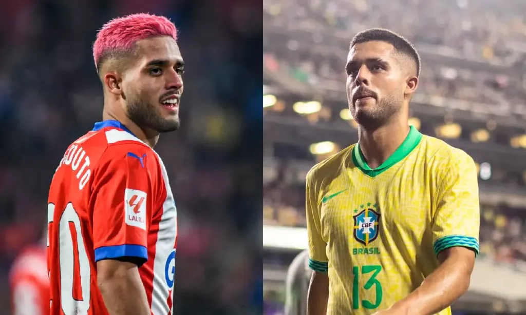 Yan Couto em campo pelo Girona e pela Seleção. Foto: reprodução