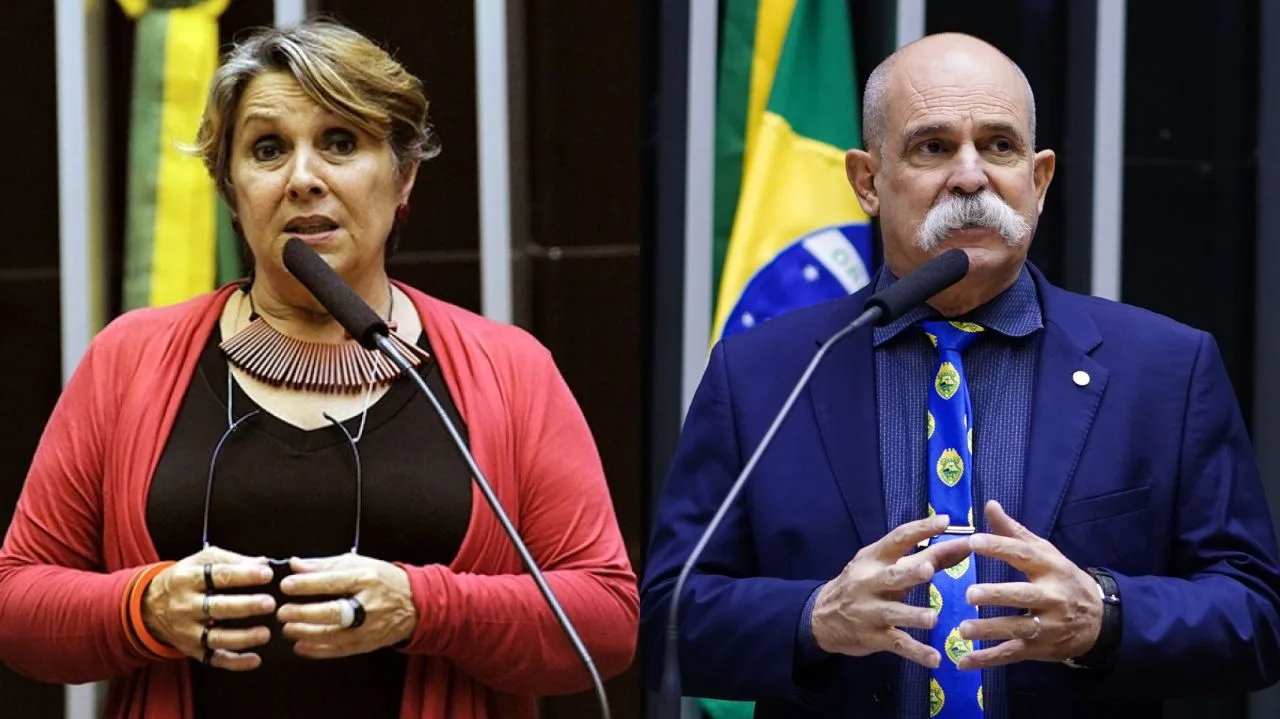 Os deputados federais Erika Kokay (PT) e Sargento Fahur (PSD) – Reprodução