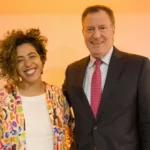 Bill de Blasio e Talíria Petrone durante evento em São Paulo. Foto: Divulgação.