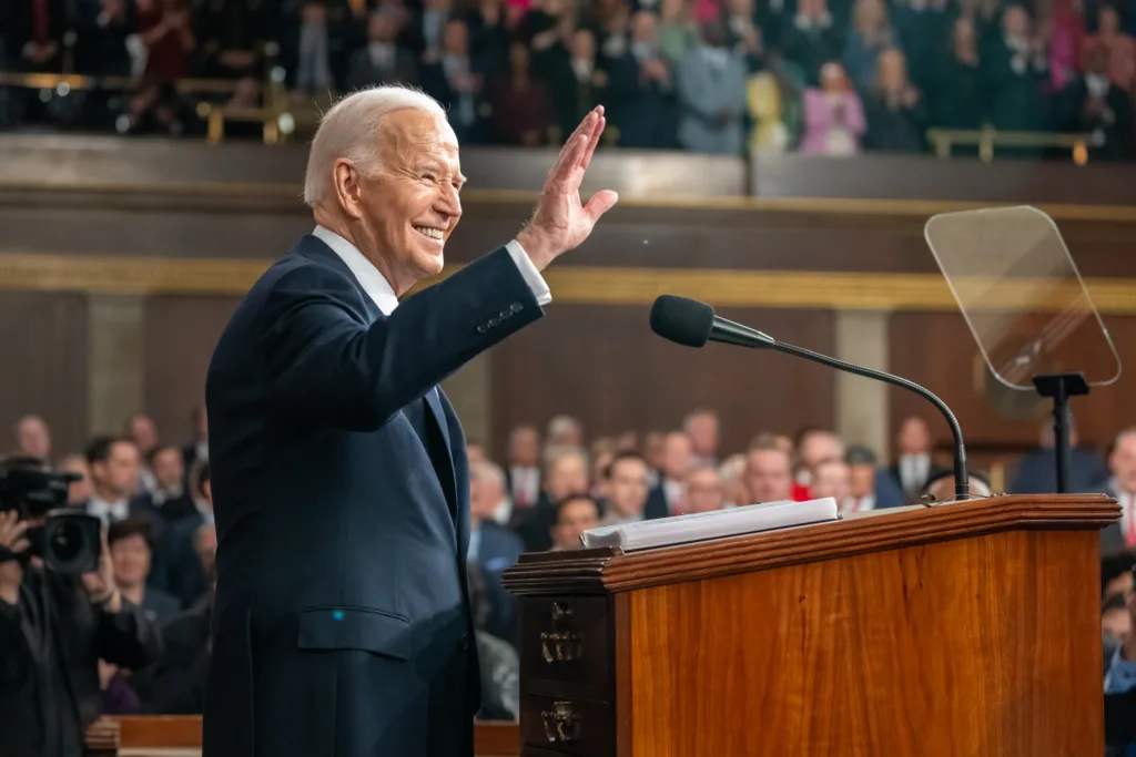 Presidente Joe Biden no discurso do Estado da União, diz que liberdade está em risco e critica Trump. Foto: RS via Fotospublicas