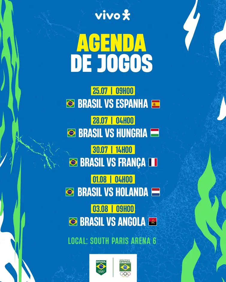 agenda, handebol feminino, Paris 2024, Brasil - Reprodução X / Time Brasil
