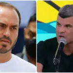 Carlos Bolsonaro, alvo de denúncias em reportagem do ICL, onde trabalha Guga Noblat. Fotomontagem