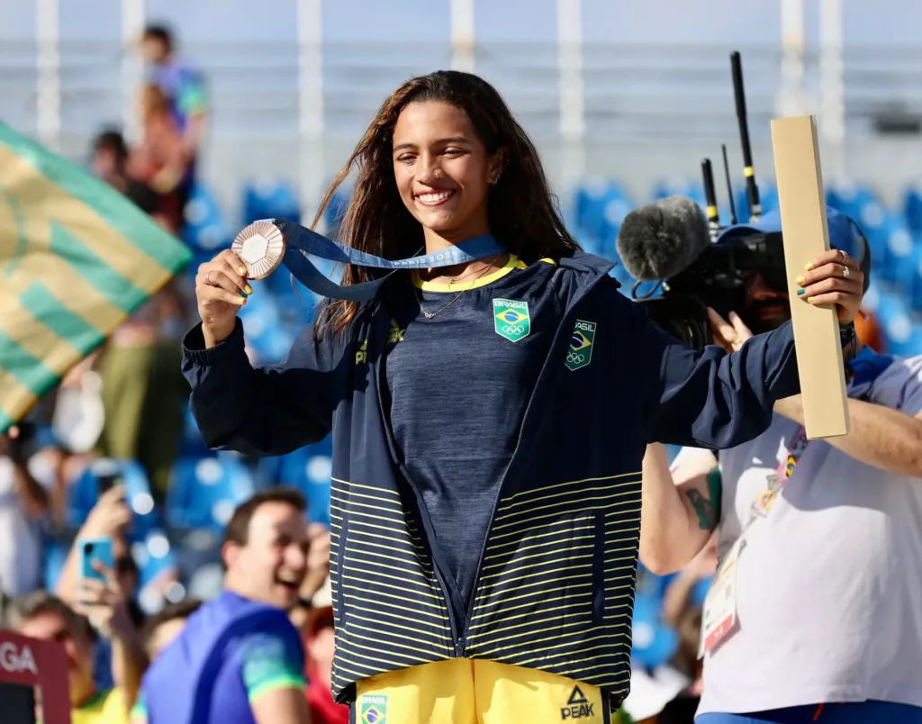 A atleta Rayssa Leal garantiu a medalha de bronze na categoria. Foto: Gaspar Nóbrega/COB