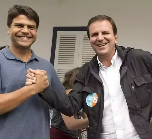 O deputado federal Pedro Paulo (PSD-RJ) e o prefeito do Rio de Janeiro, Eduardo Paes (PSD). Reprodução