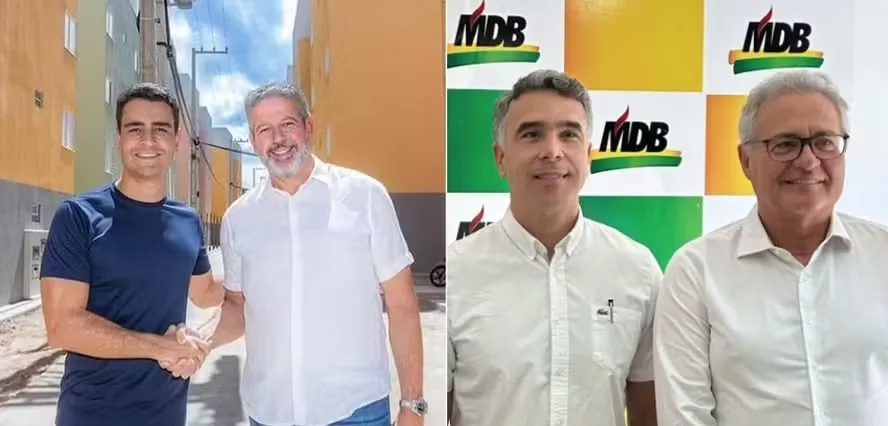 Prefeito JHC com Arthur Lira e Rafael Brito com Renan Calheiros — Foto: Reprodução/Instagram e Divulgação