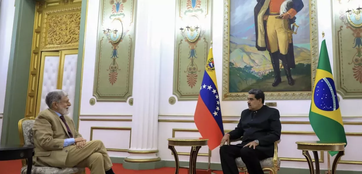 Celso Amorim e Nicolás Maduro (Foto: Reprodução/X)