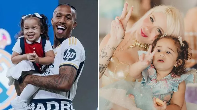 Éder Militão e Karoline Lima com a filha, Cecília. Foto: Reprodução/Redes Sociais