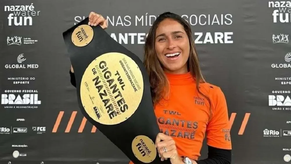 A surfista de ondas grandes Michelle des Bouillons. Foto Divulgação