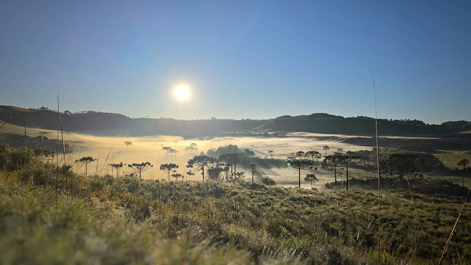 Imagem montanhosa com neblina e frio