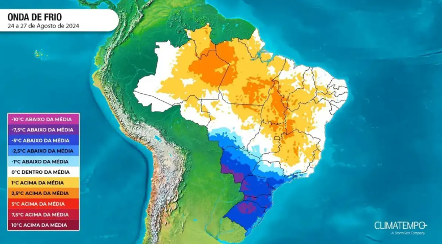 Frente fria deve derrubar a temperatura nos próximos dias