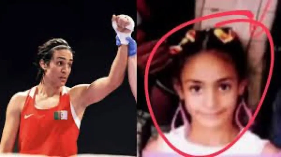 Foto da boxeadora argelina quando criança