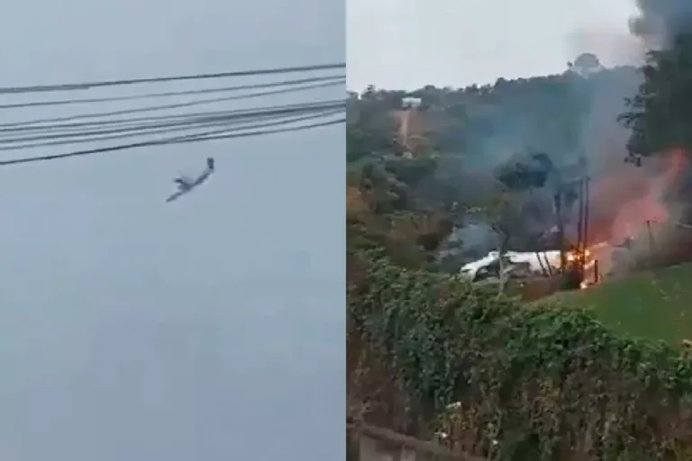 Avião caindo em Vinhedo, São Paulo. Foto: reprodução